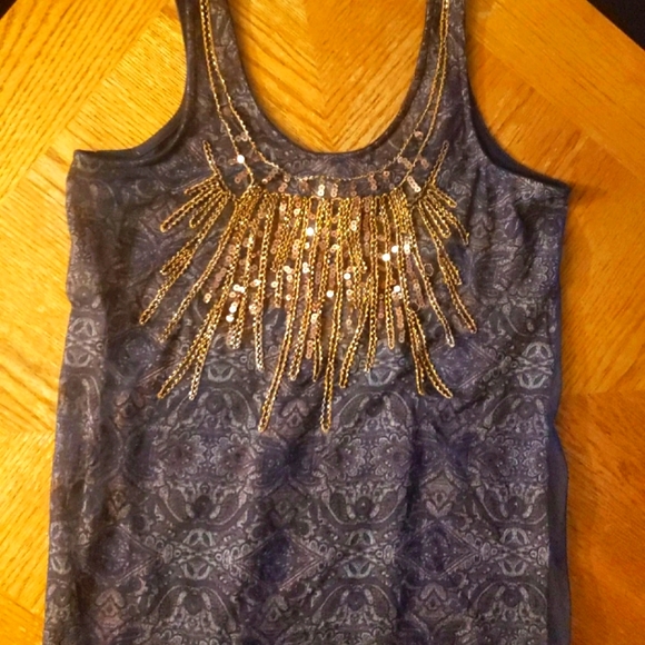 BKE Tops - BKE NWT Sequins Jewel Bling Tank Top Navy XS